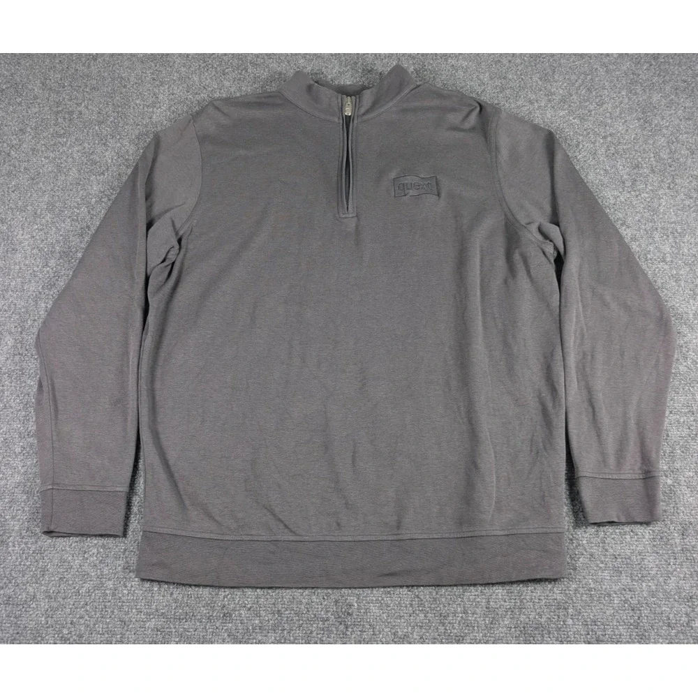 Peter Millar Crown Comfort Interlock 1/4 Zip Sweater Mens‎ XL Gray w/Logo